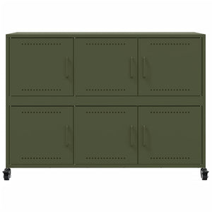 Olivgrünes Stahl Sideboard, 100,5 cm