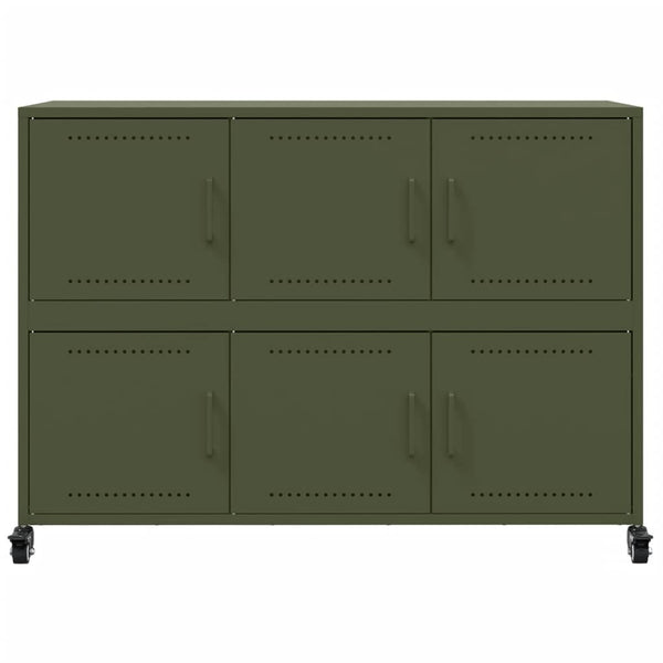 Olivgrünes Stahl Sideboard, 100,5 cm
