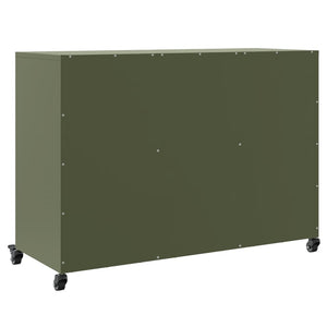 Olivgrünes Stahl Sideboard, 100,5 cm