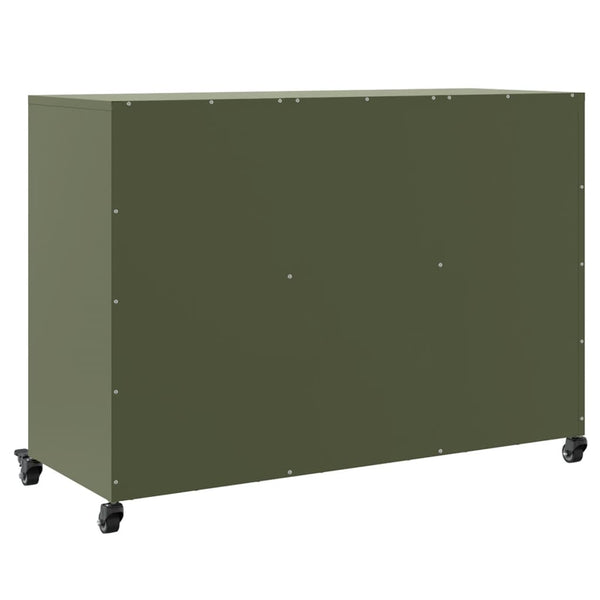 Olivgrünes Stahl Sideboard, 100,5 cm