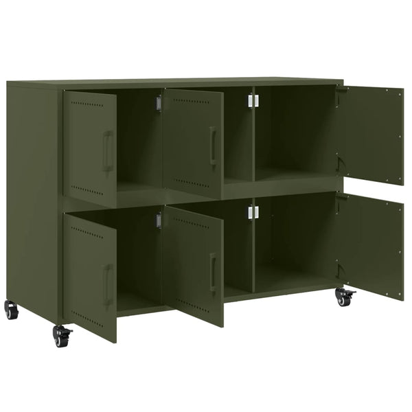 Olivgrünes Stahl Sideboard, 100,5 cm