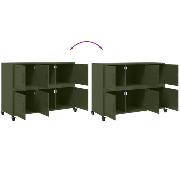 Olivgrünes Stahl Sideboard, 100,5 cm