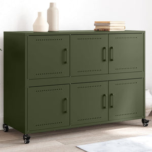 Olivgrünes Stahl Sideboard, 100,5 cm