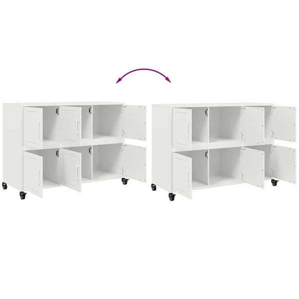 Weißes Stahl Sideboard, 100,5 cm