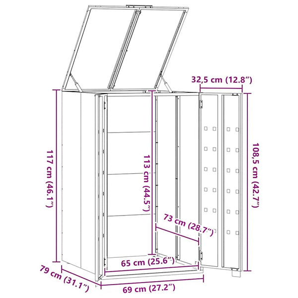 Mülltonnenbox für 1 Tonne, Schwarz