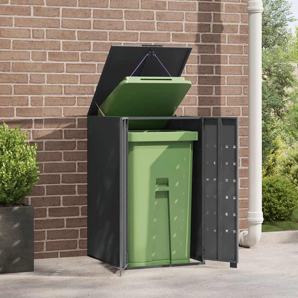 Mülltonnenbox Einzeltonne Anthrazit Stahl 69x79x117 cm