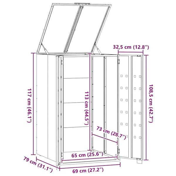 Mülltonnenbox Einzeltonne Anthrazit Stahl 69x79x117 cm