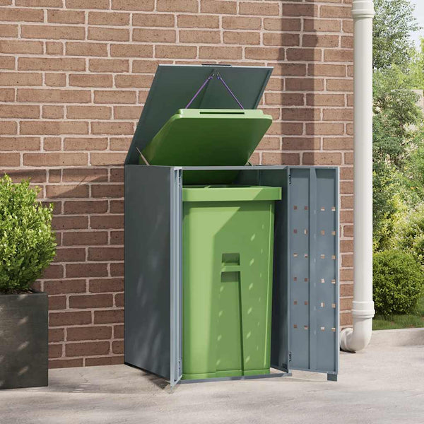 Mülltonnenbox Stahl Grau für 1 Tonne