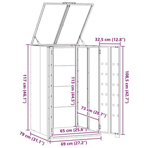 Mülltonnenbox Stahl Grau für 1 Tonne