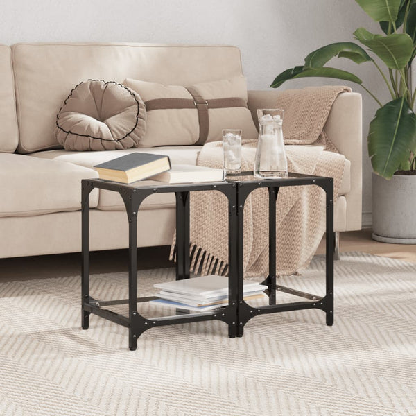 Couchtische mit Glasplatte, 2er-Set