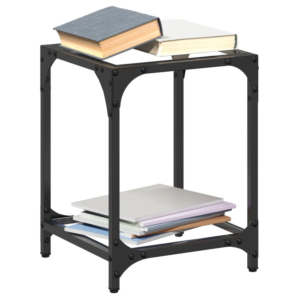 vidaXL Coffee Tables with Glass Top 2 pcs. Transparent 30x30x40 cm Steel