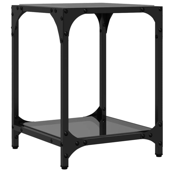 Couchtische mit Glasplatte, 2er-Set, Schwarz