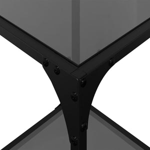 Couchtische mit Glasplatte, 2er-Set, Schwarz