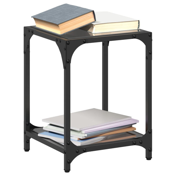Couchtische mit Glasplatte, 2er-Set, Schwarz
