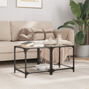 Couchtische mit Glasplatte, 2er Set
