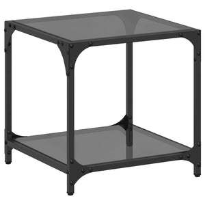 Couchtisch Schwarz mit Glasplatte 40x40 cm