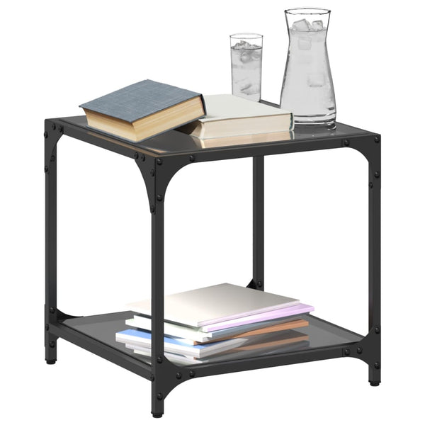 Couchtisch Schwarz mit Glasplatte 40x40 cm
