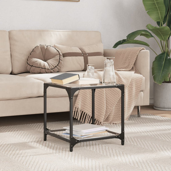 Couchtisch Schwarz mit Glasplatte 40x40 cm