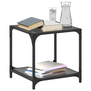 Couchtische mit Glasplatte, 2er-Set, Schwarz