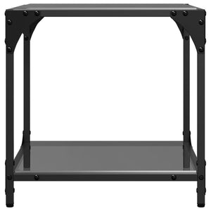 Couchtische mit Glasplatte, 2er-Set, Schwarz