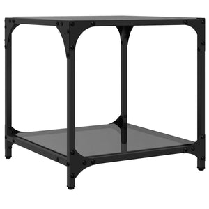 Couchtische mit Glasplatte, 2er-Set, Schwarz