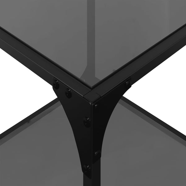 Couchtische mit Glasplatte, 2er-Set, Schwarz