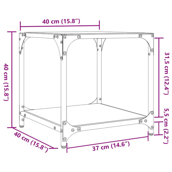 Couchtische mit Glasplatte, 2er-Set, Schwarz