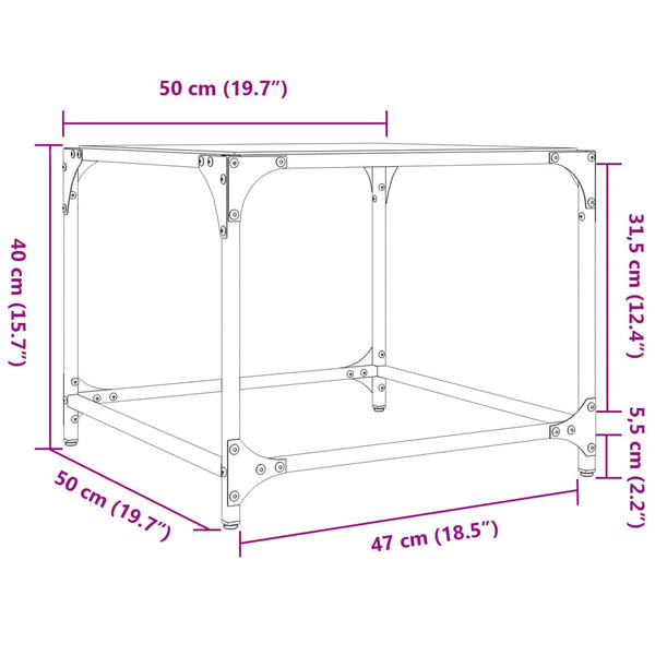 Couchtisch Glasplatte Transparent 50x50 cm