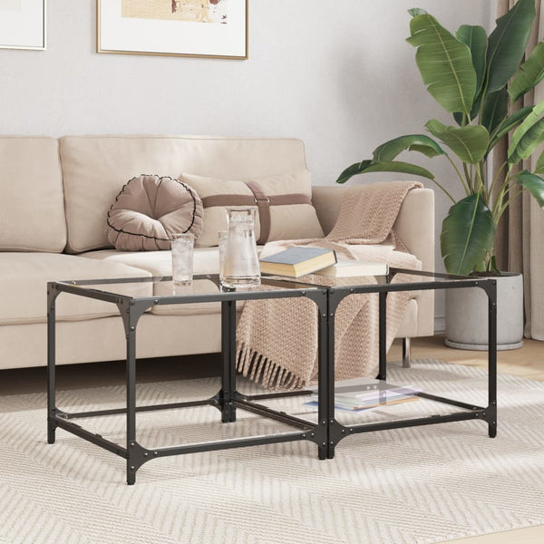 Couchtische mit Glasplatte, 2er-Set