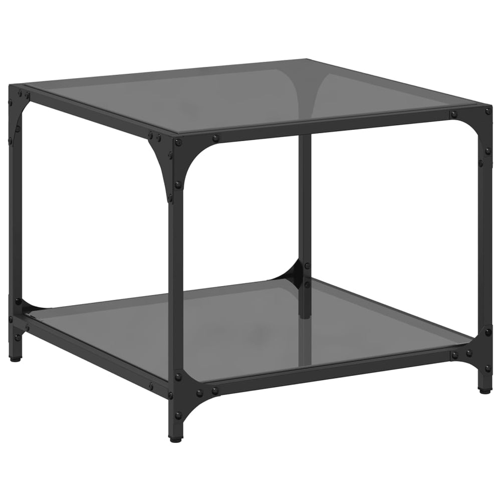 vidaXL Coffee Table with Glass Top Black 50x50x40 cm Steel