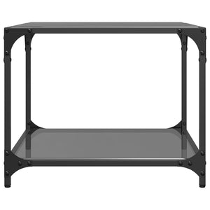 Schwarzer Couchtisch mit Glasplatte 50x50 cm