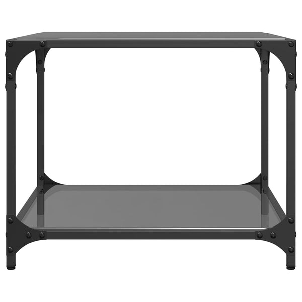 Schwarzer Couchtisch mit Glasplatte 50x50 cm