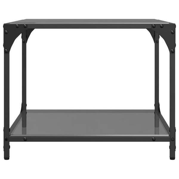 Schwarzer Couchtisch mit Glasplatte 50x50 cm