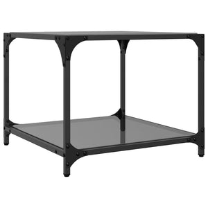 Schwarzer Couchtisch mit Glasplatte 50x50 cm