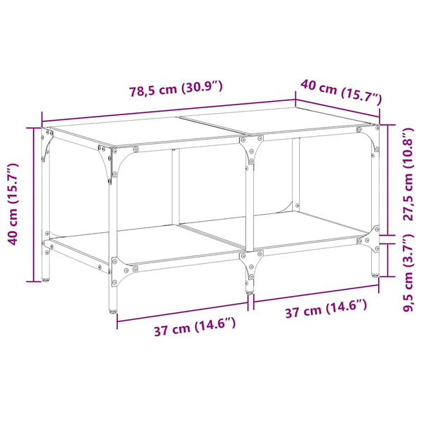 Couchtisch Glasplatte Transparent 78,5x40 cm