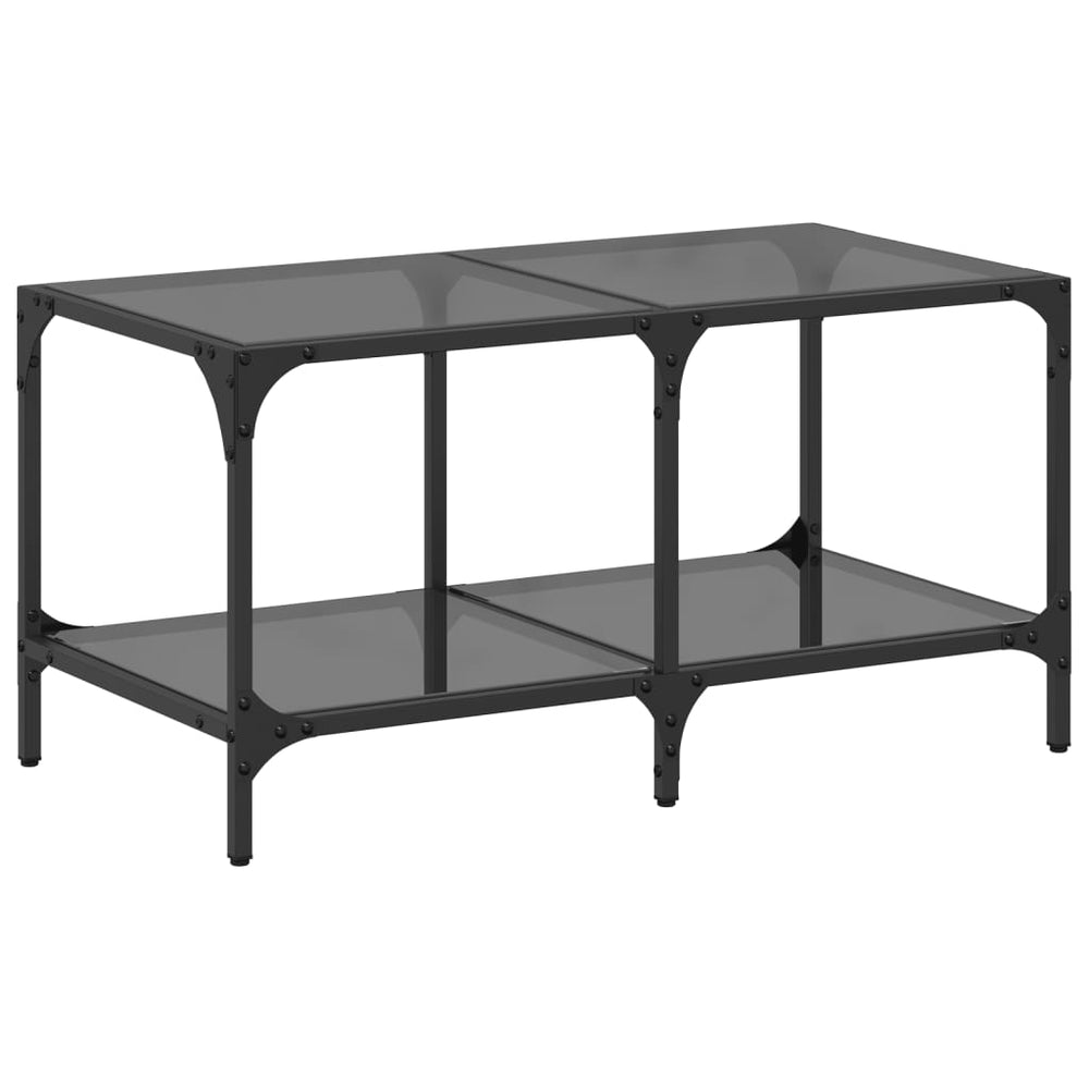 vidaXL Coffee Table with Glass Top Black 78.5x40x40 cm Steel