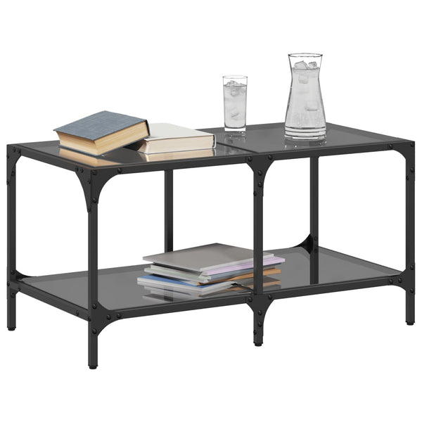 Schwarzer Couchtisch mit Glasplatte