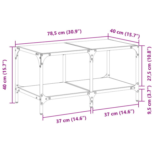 Schwarzer Couchtisch mit Glasplatte