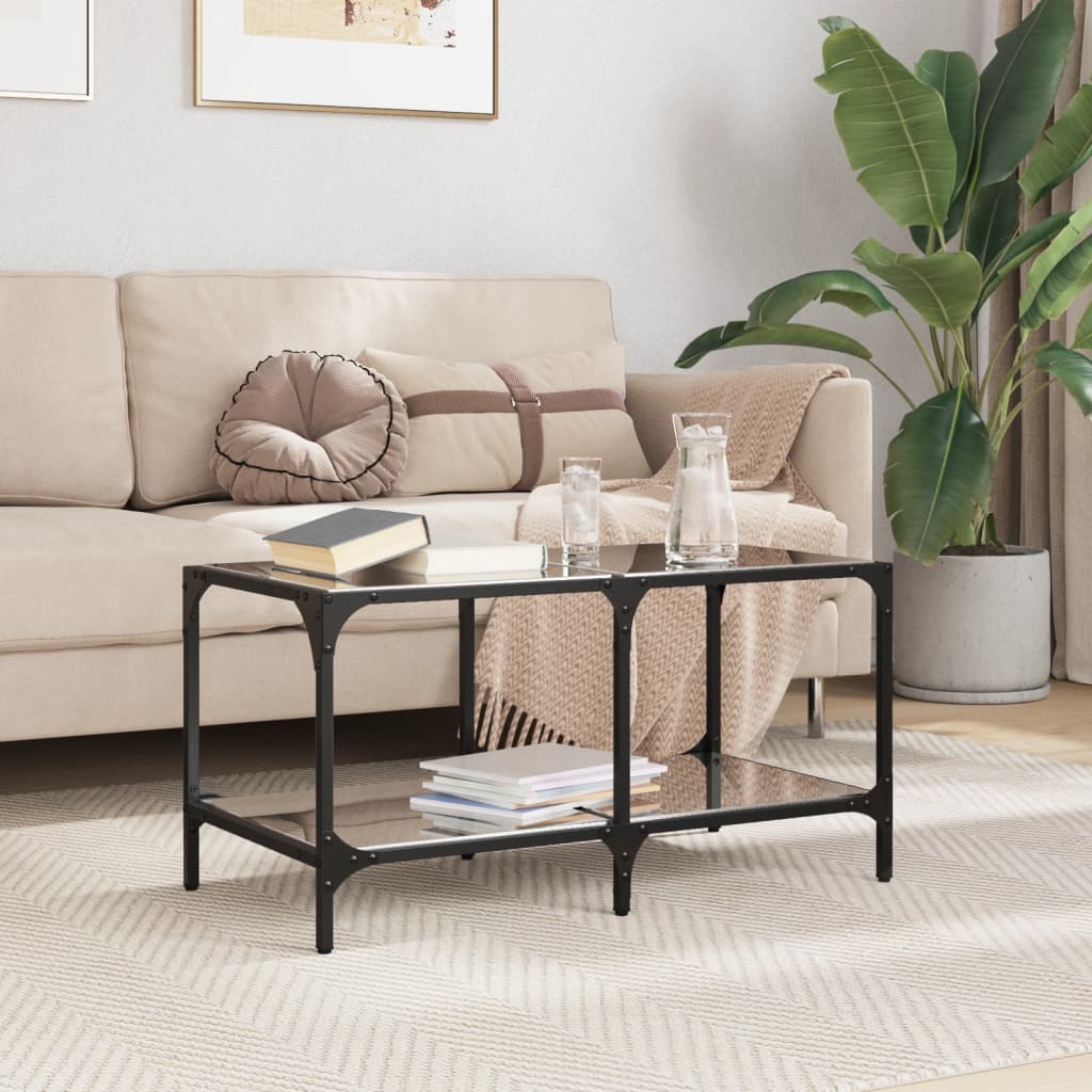Schwarzer Couchtisch mit Glasplatte