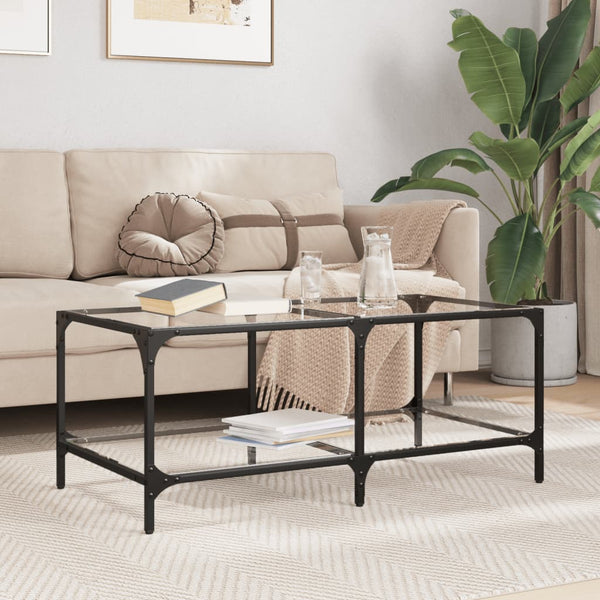 Couchtisch mit Glasplatte, 98,5 cm, Transparent