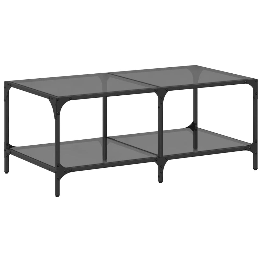 vidaXL Coffee Table with Glass Top Black 98.5x50x40 cm Steel