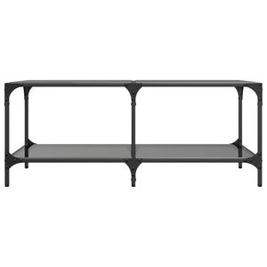 Schwarzer Couchtisch mit Glasplatte 98,5 cm
