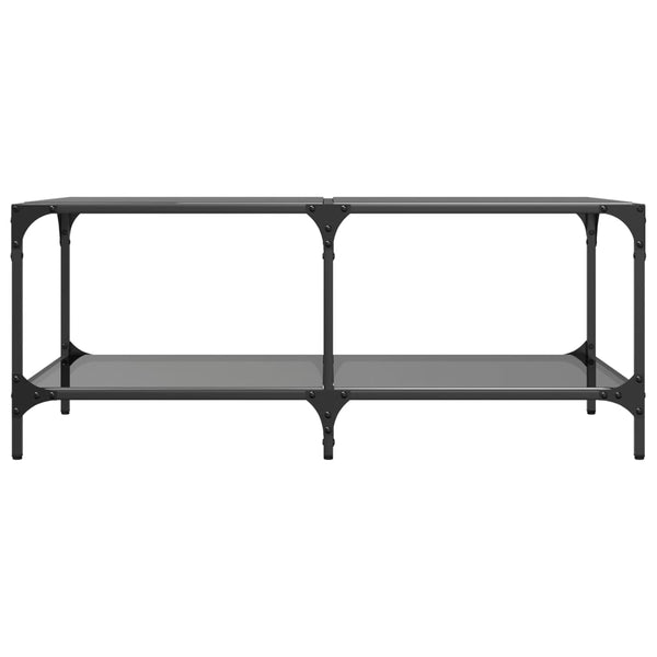 Schwarzer Couchtisch mit Glasplatte 98,5 cm