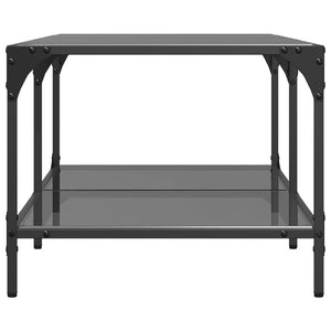 Schwarzer Couchtisch mit Glasplatte 98,5 cm