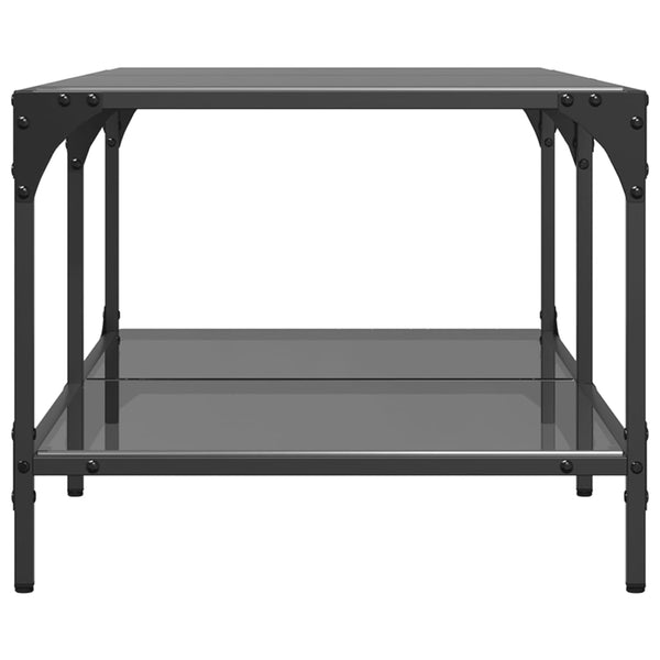 Schwarzer Couchtisch mit Glasplatte 98,5 cm