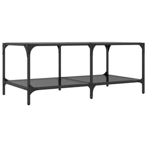 Schwarzer Couchtisch mit Glasplatte 98,5 cm