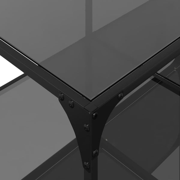Schwarzer Couchtisch mit Glasplatte 98,5 cm