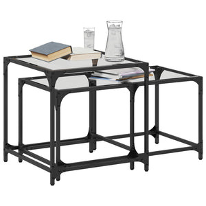 Satztische 2er Set Transparent Stahl