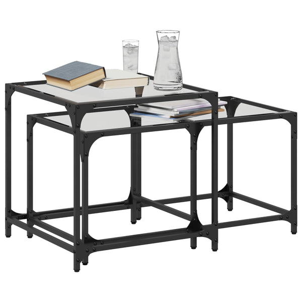 Satztische 2er Set Transparent Stahl