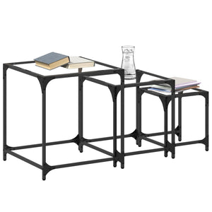 Satztische 3er Set Transparent Stahl